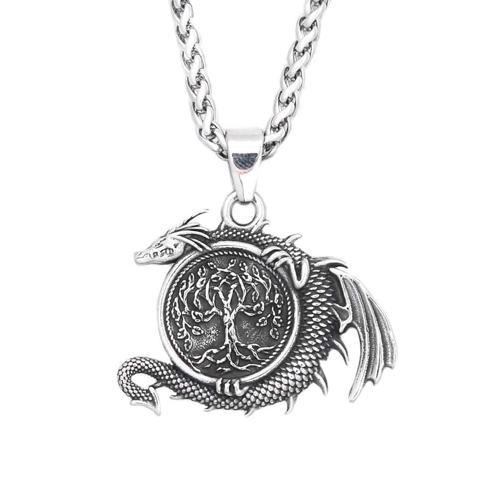 Nordic Vikings Wolf Tooth Pendant Necklace 316L Stainless Steel Hip Hop Rock Fashion Leather Rope Chain Jewelry Gifts