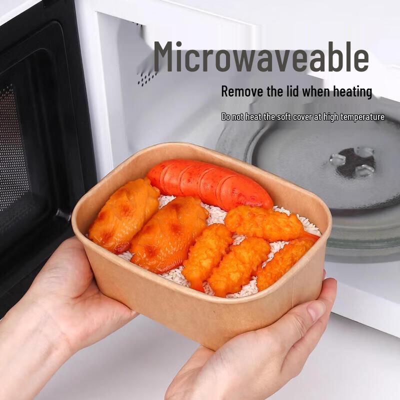 ZLIII 1000ml Rectangular Kraft Paper Takeaway Containers