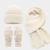 Winter Knit Beanie Scarf Gloves Set Warm Thick Acrylic Unisex Accessory Cold Weather Outdoor Use