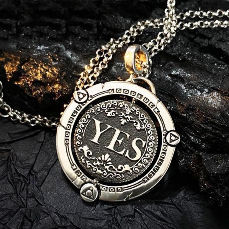 Rotating Decision Coin Necklace Vintage Copper Jewelry Adjustable Clavicle Chain Accessory For Men And Women