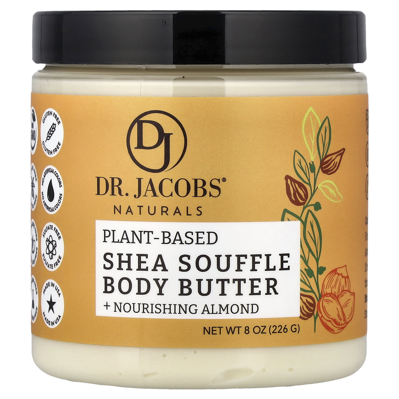 Dr. Jacobs Naturals, Vegan Shea Soufflé Body Butter, Almond, 8 oz (226 g)