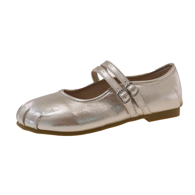 Fashion single shoes 2025 summer new round head shallow mouth Korean version small fresh flat shoes Doudou shoes women's shoes