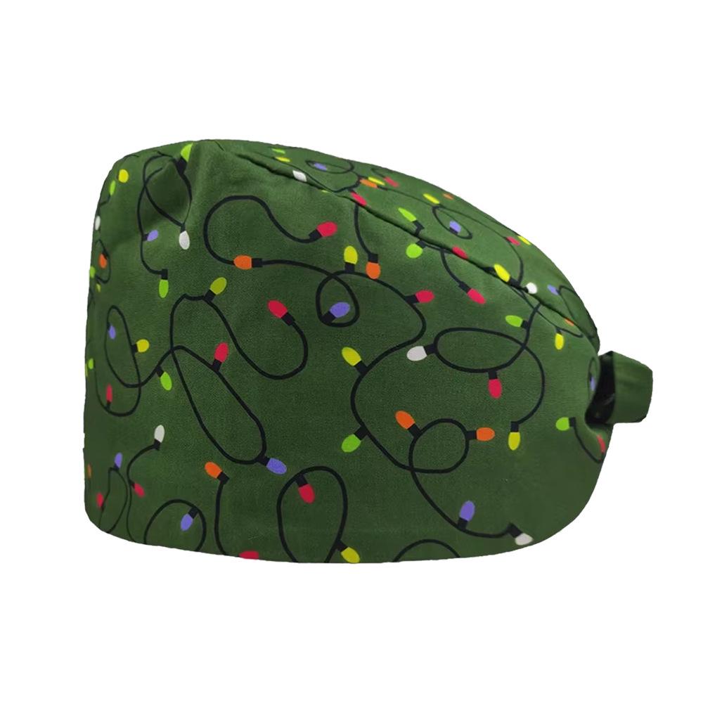 Cute Christmas Cartoon Surgical Cap - Comfortable Cotton Dustproof Head Cover for Chefs & Nurses