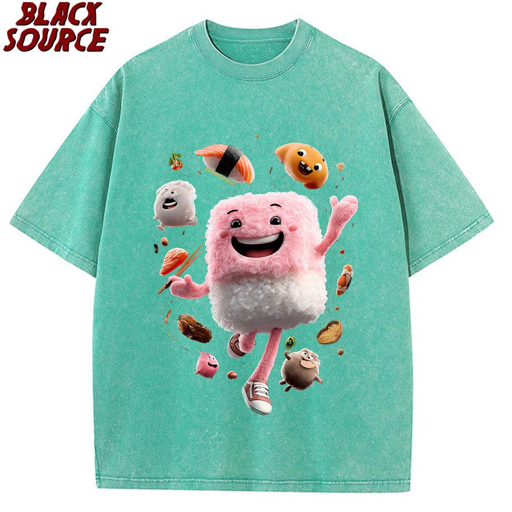 

T Romantic Japanese Tuna Sushi Hug and Kiss on Valentine Day TShirt Unisex T Shirt Women Vintage Casual Short Sleeve Funny S