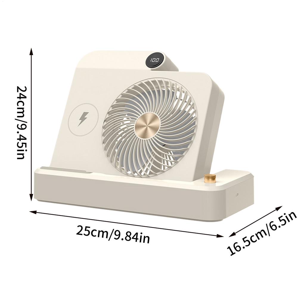 

Desk Fan Air Circulator Fan With Wireless Charger Angled Base 100 Speed Adjustment Digital Display Cooling Device For Bedroom
