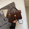 Suede Fabric Handbag with Adjustable Strap Golden-Te Hardware and Flap Closure - Trendy Commuting Hobo Crossbody Bag for Women