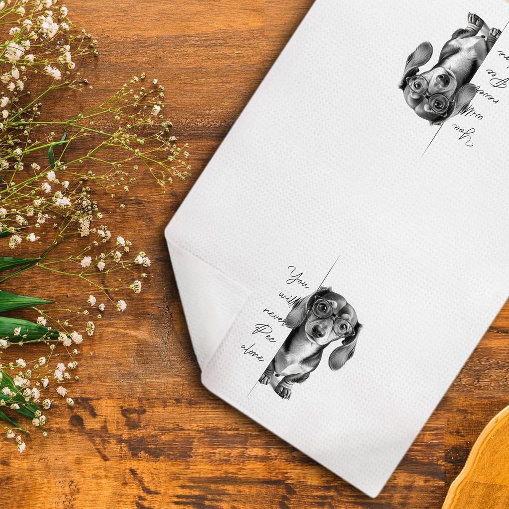 Dachshund Kitchen Towels for Bathroom Decor,Dachshund Gifts for Women,Black and White Dog Decorative Hand Towels for Washroom Restroom,16x24 Inch