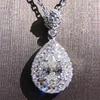 Sparkling Teardrop Pendant Necklace Elegant Double Halo Design Dainty Clavicle Chain for Women for Party Wedding and Daily Wear