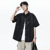 Men Vintage Tie Dye Loose Casual Short Sleeve Turn Down Collar Shirt