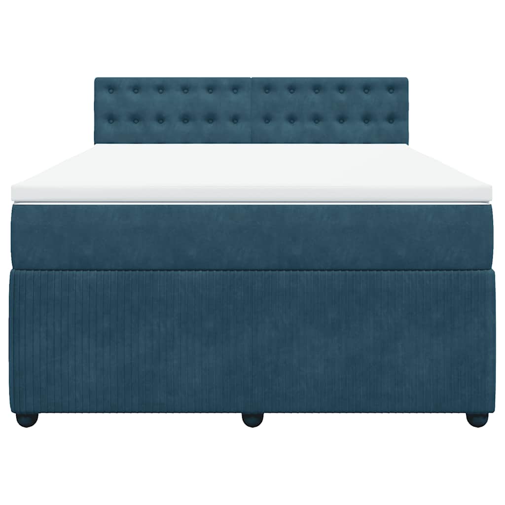 Box Spring Bed with Mattress Blue 140 X 190 Cm Velvet