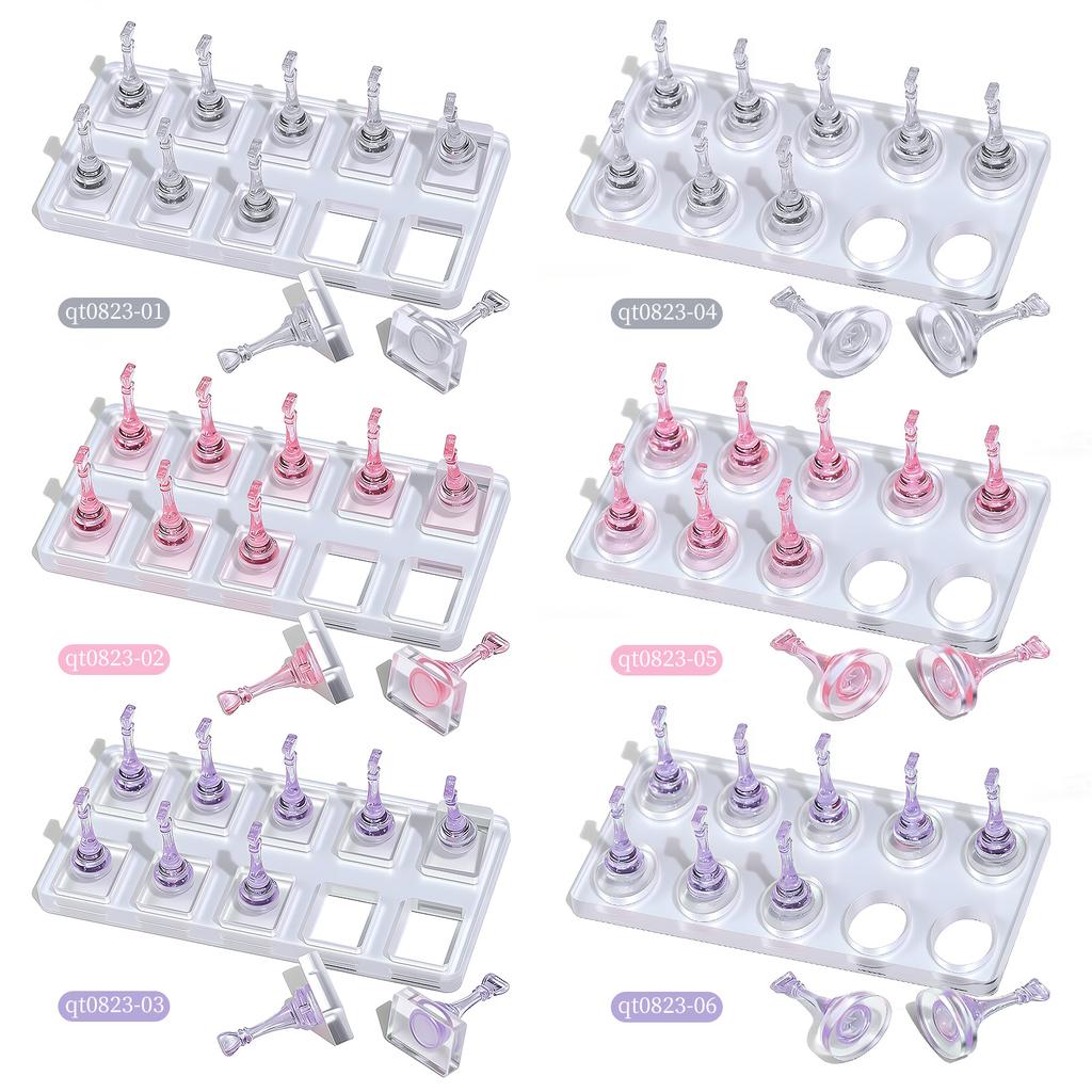 5/10Grid Non-Magnetic Nail Acrylic Display Stand Transparent Holder For Practice Showing Shelf False Nails Holder DIY Salon Tool