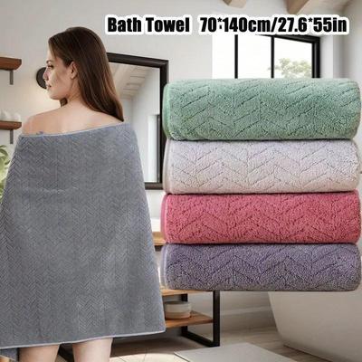 Wheat Ear Pattern Coral Fleece Beach and Bath Towel Set, Extra Large, Thick, Absorbent, Non-Shedding