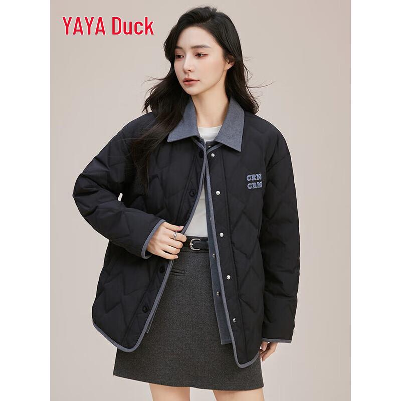 YAYA Women s Lapel Faux Two-Piece Short Down Jacket S