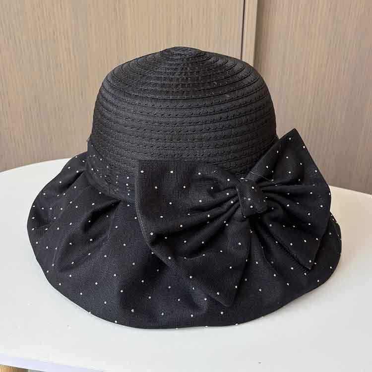 

Summer Vinyl Uv Protection Bucket Hat Bow Eaves Sun Hat Foldable Beach Hat Sun Hat One size чорний