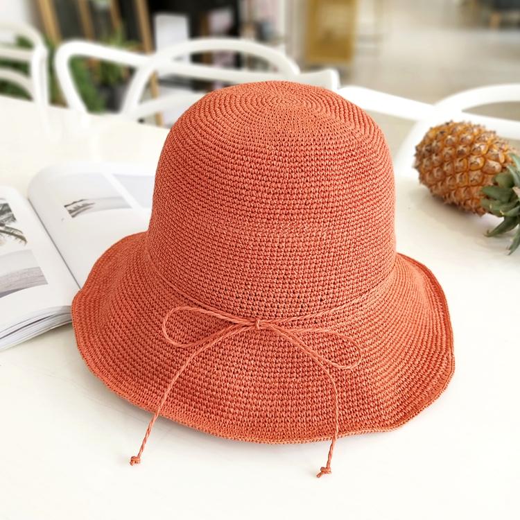 Women Fashion Summer Crochet Straw Cap Sun Protection Raffia Wide Brim Foldable Straw Hats