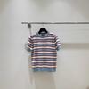 PD neue Mode Sommer College-Stil klassisches gestreiftes gesticktes Rundhals-Strick-T-Shirt Top schlank und dünn Damen