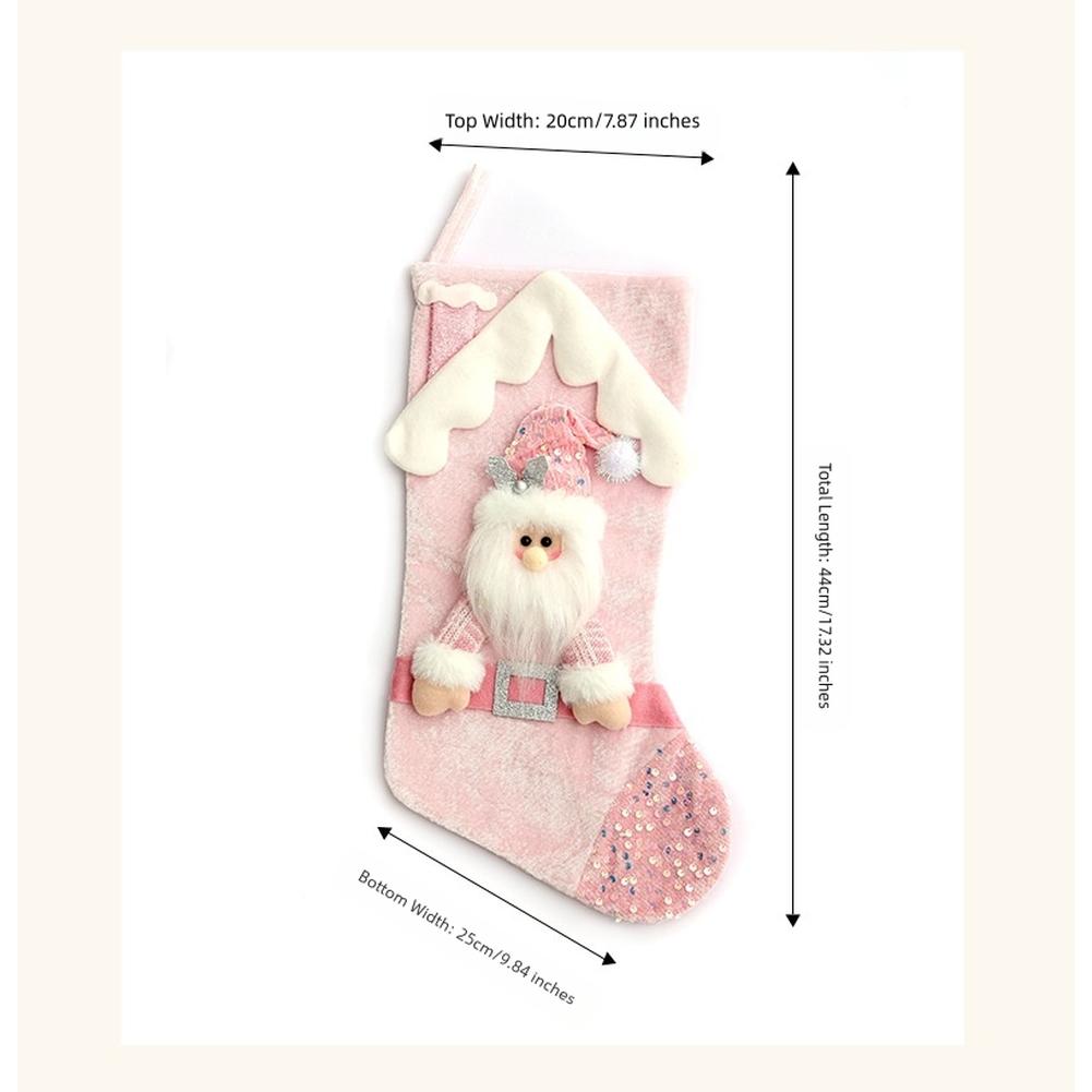 Holiday Decor Pink Glitter Stocking Holiday Party Pink Generous Size For Holding Presents Soft Fabric Material