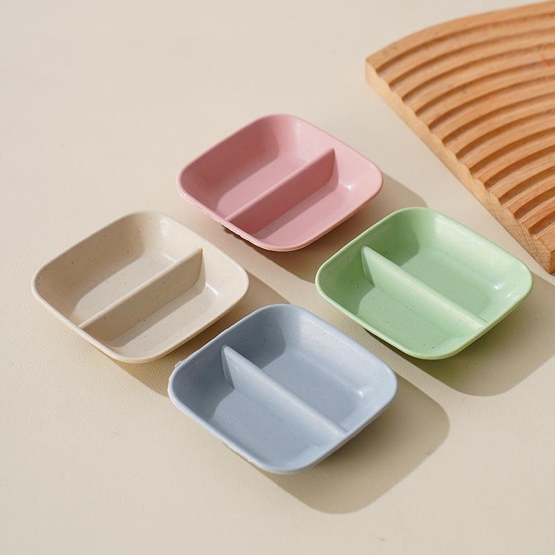 Kreativer bunter doppelter Gitter-Gewürzschale, Gewürzdip-Schale, Marmeladen-, Salat-, Saucen-, Ketchup-, Sojasaucen-, Essig-, eingelegtes Gemüse-Teller