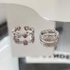 Geometric Pink Trendy Heart Adjustable Ring For Women Fashionable Distinctive Accessory Copper