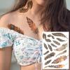 Golden Turtle Anchor Temporary Tattoo For Women Adult Realistic Compass Flower Fake Tattoo Sticker Washable Body Art Tatoo Decal