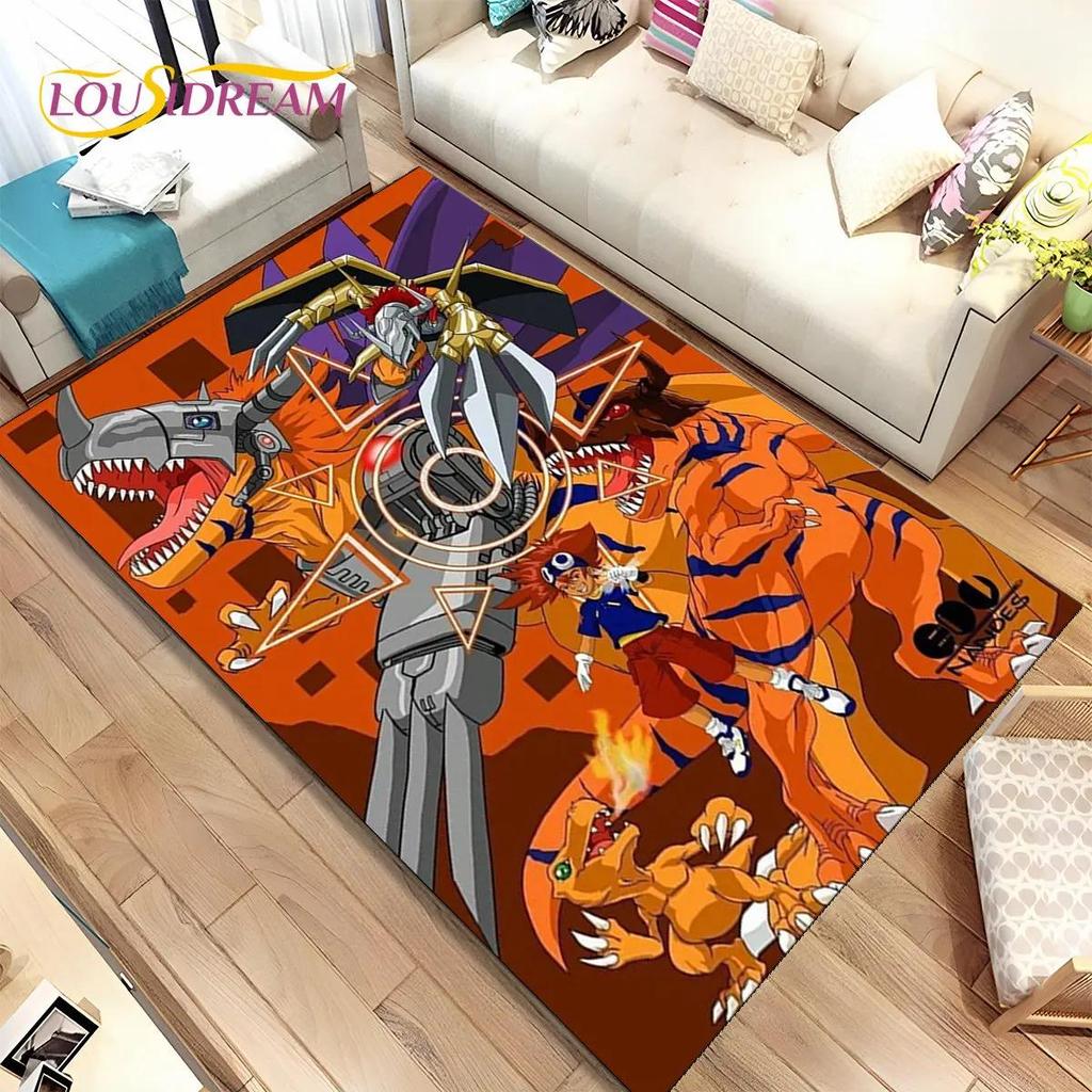 Çizgi Film Digimon Adventure Alan Halısı Büyük, Oturma Odası Yatak Odası Kanepe Giriş Halısı Dekorasyonu için Halı, Kaymaz Zemin Matı Kaplaması 3D
