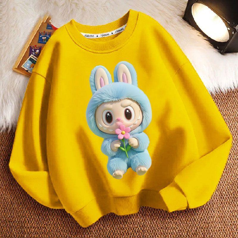Mikiny s kulatým výstřihem pro děti, s dlouhým rukávem, módní a volné mikiny pro chlapce a dívky na jaro a podzim