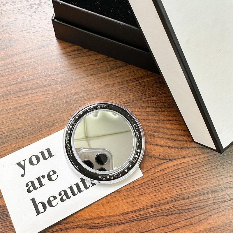 Round Mirror Magnetic Suction Mobile Phone Airbag Bracket Base Portable Makeup Mirror Simple Mirror Sticker Refrigerator Sticker Makeup Mirror