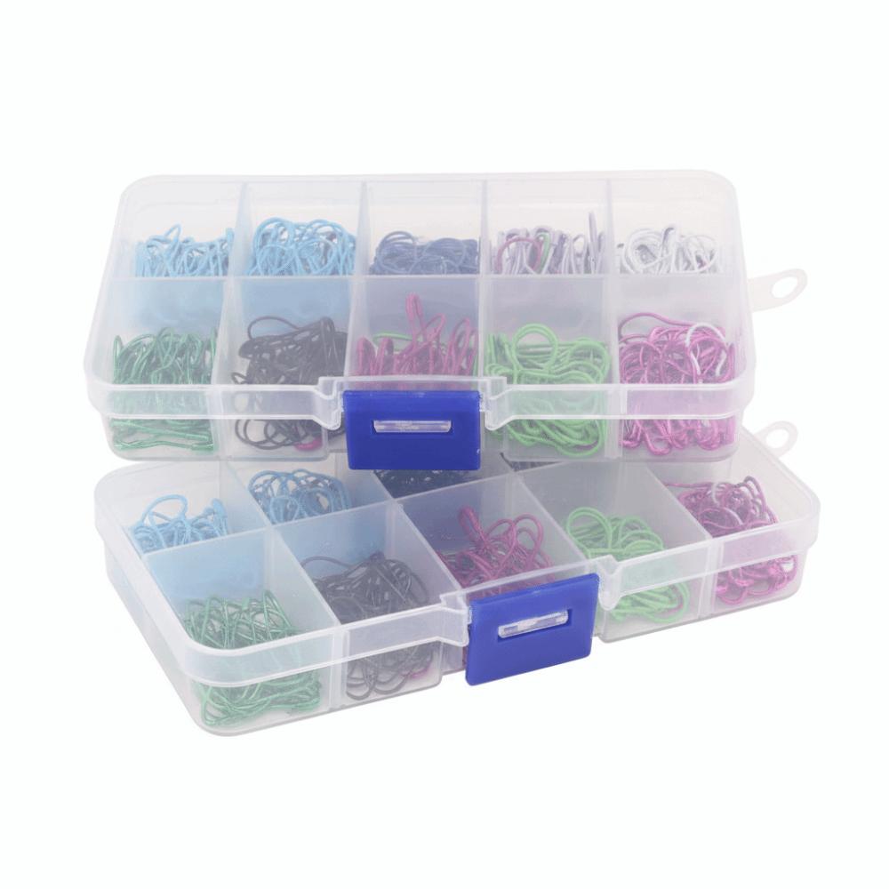 600pcs Plastic Storage Box Crochet Stitch Markers Colored Iron Metal Knitting Pins  For Knitting