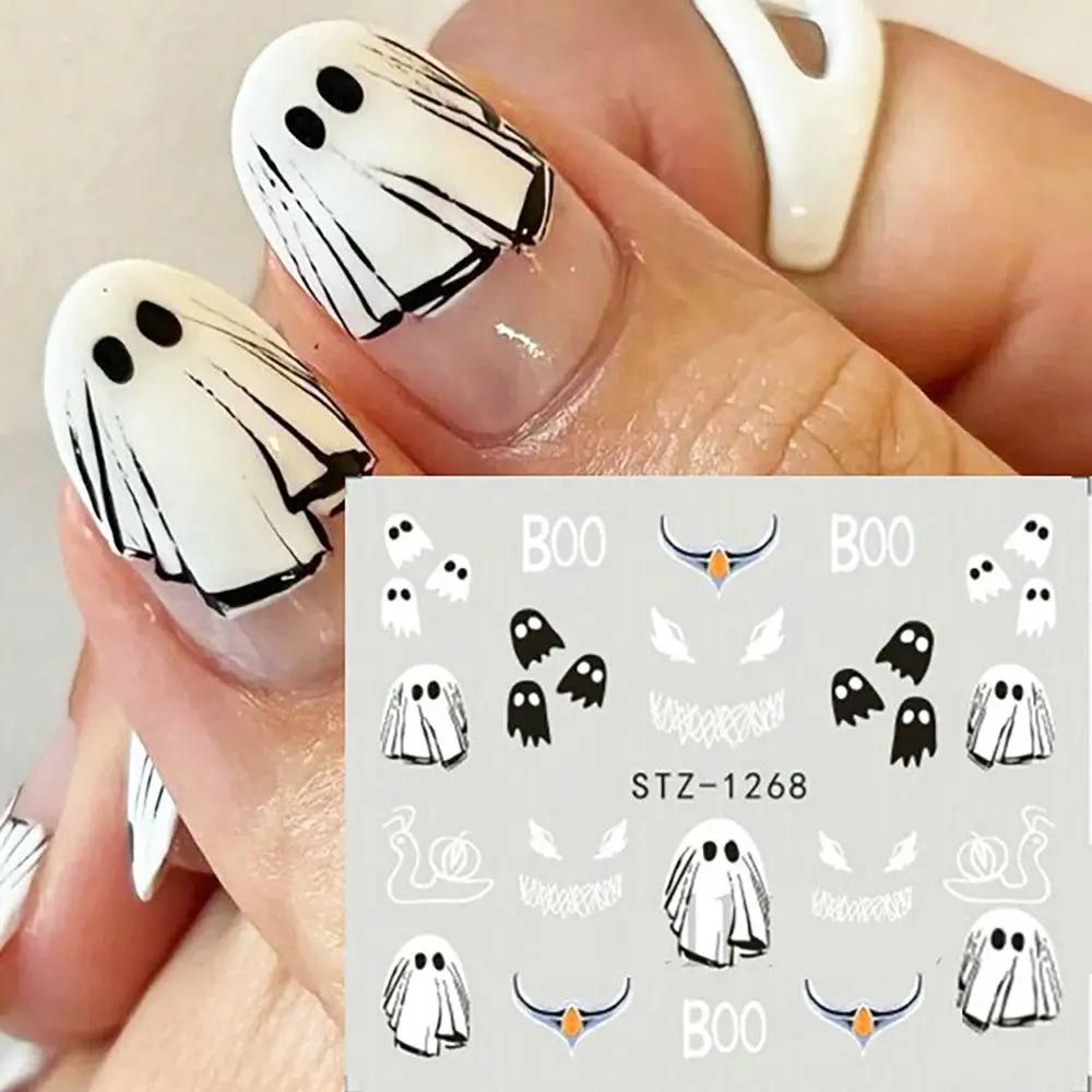 3D Halloween Geist Nagelsticker Mumie Geist Spinnennetz Selbstklebend Glitzer Aufkleber Nagelkunst Slider Aufkleber Maniküre Dekor
