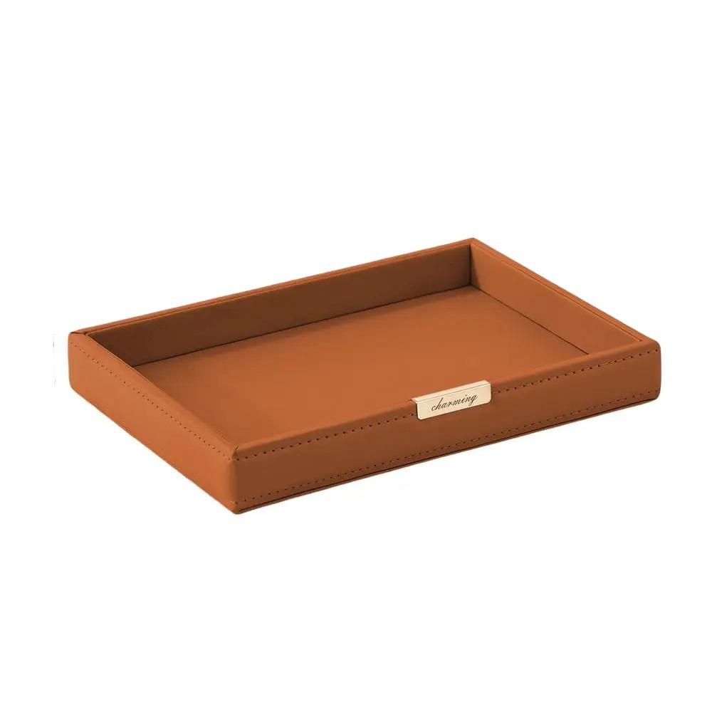 Nordic Desktop Storage Tray Leather Decorative Vanity Tray Watch Holder Perfume Tray  Bedroom