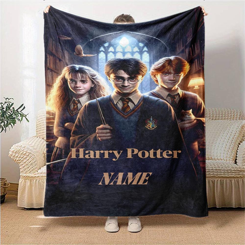 Custom Name Gryffindor Pride Loyalty blanket for Couch & Bed, Plush Cozy Fuzzy Blanket Super Soft & Warm Blankets for Fall and Winter. 090896