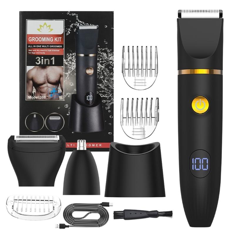 

Multiuse Dry Wet Grooming Device For All Body Hair Removal With 360 Degree Floating Heads And LED Display чорний