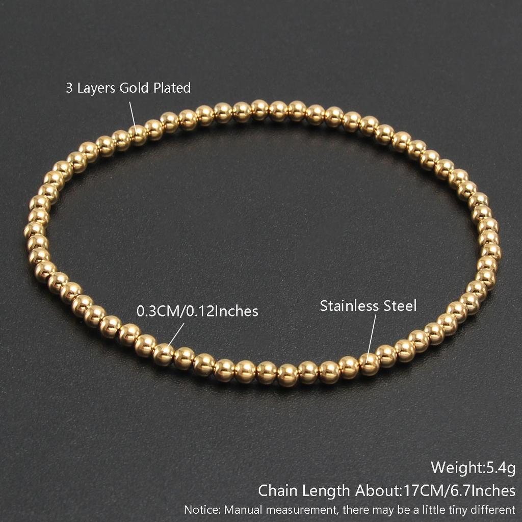 MHS.SUN Trend Stretch Stainless Steel Bracelets Gold Sliver Color 2MM 5MM 8MM Stacked Ball Beaded Bracelet For Women Men Jewelry