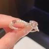 Princess On the Run Pink Love Zircon Pearl Ring Index Finger Ring Temperament Sweet Versatile Ring