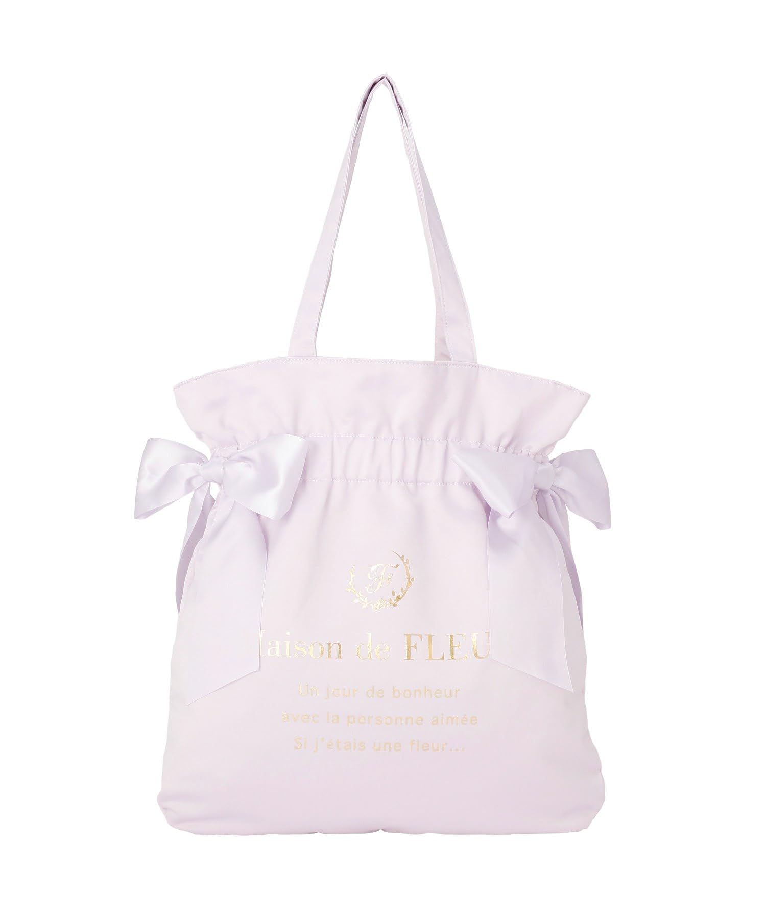 Maison de FLEUR Double Ribbon Gathered Tote Size Tote 08001386000 Bag, Lavender, F, Bag,
