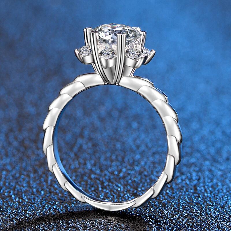 Flower Zircon Ring, Female Classic Trend, Bride Trend, Elegant Attending Banquet, Simple Luxury, Shiny Jewelry, Headwear