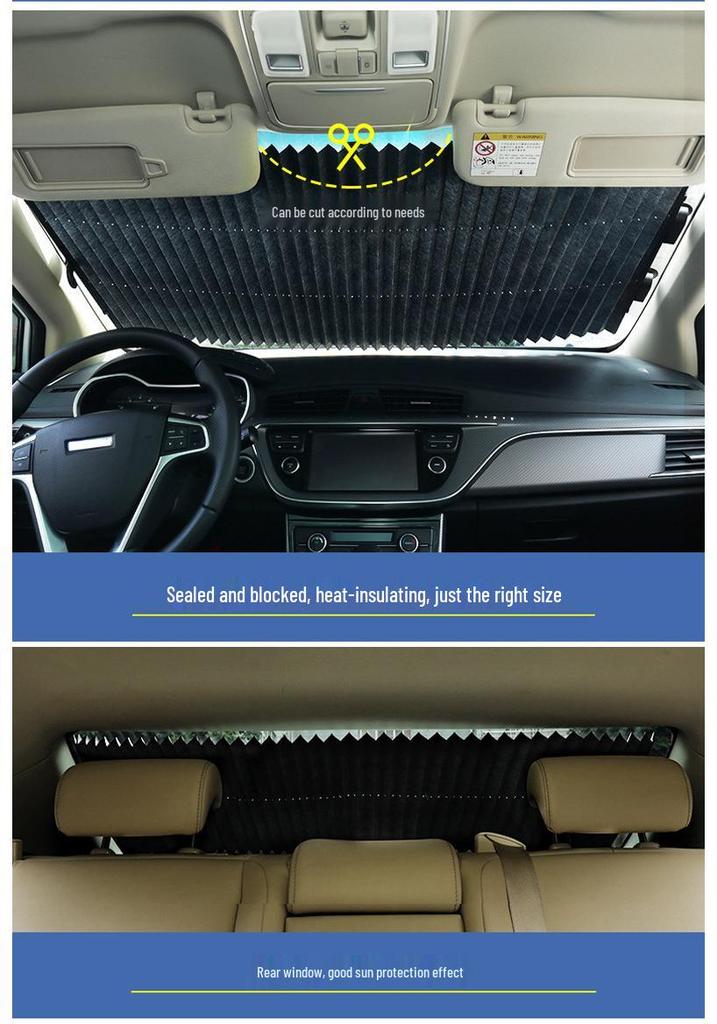 Retractable Car Sunshade: Foldable Heat Insulation Sun Blocker with Suction Cup.