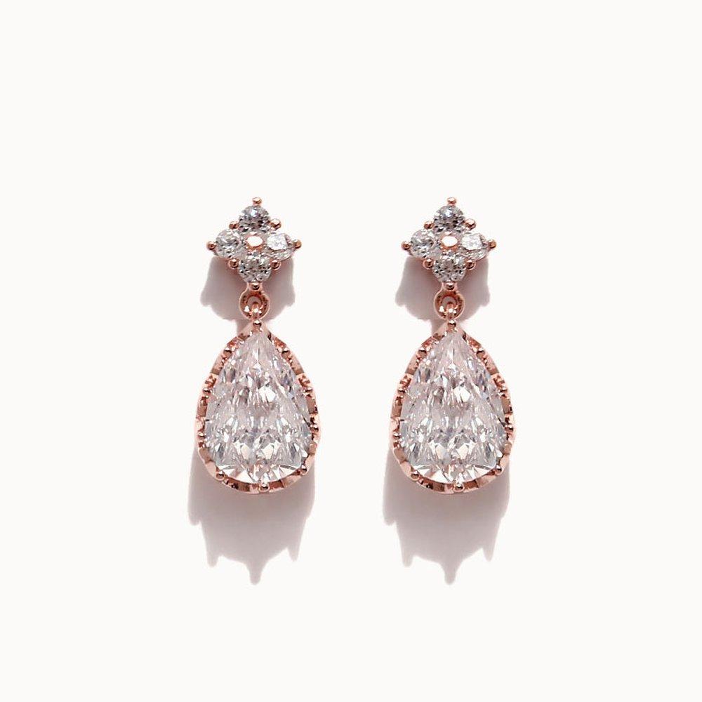 J.Lauren 1M0958 Signity Cubic Rose Gold Silver Earrings