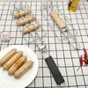 Stainless steel BBQ grill mesh, hot dog sausage grill clip, detachable folding ham sausage grill, outdoor barbecue rack