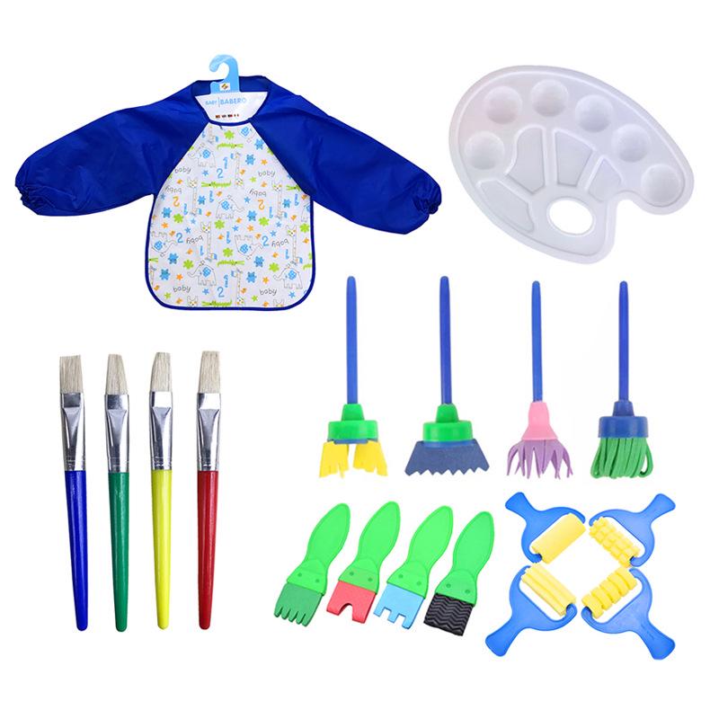 18-Piece Children's Painting Sponge Set: Early Education Doodle & Brush Tools for Kindergarten