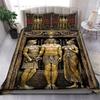 Égypte Antique Anubis Housse de Couette Ensemble Symbole Égyptien Culture Ensembles de Literie Vintage Pharaon Pyramide Boho Tribal Housse de Couette Queen