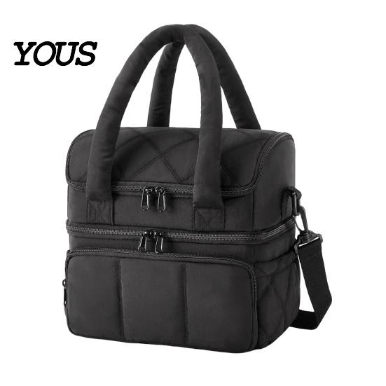 Fashionable Commuter Lunch Pouch Quilted Double Layer Insulated Bag, Lightweight Leakproof Thermal Box, Bag for Soup Storage Portable Large