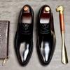 Men'S Leather Business Leather Shoes Lace-Up Low-Top Pointed Wedding Shoes Men'S Formal Single Shoes