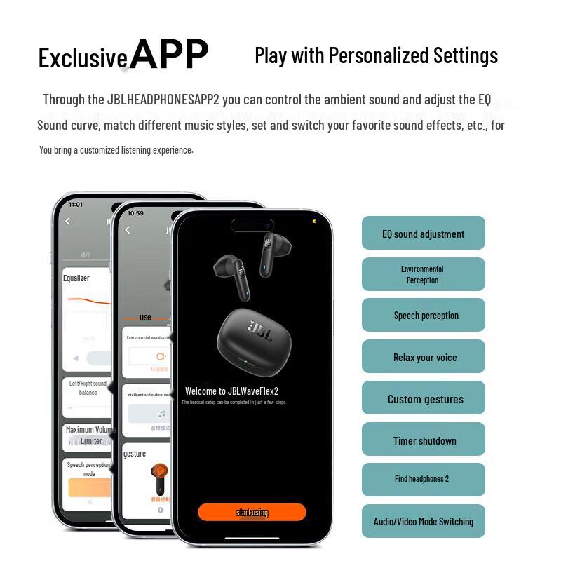 JBL Wave Flex 2 True Wireless Semi-in-Ear Bluetooth Earbuds