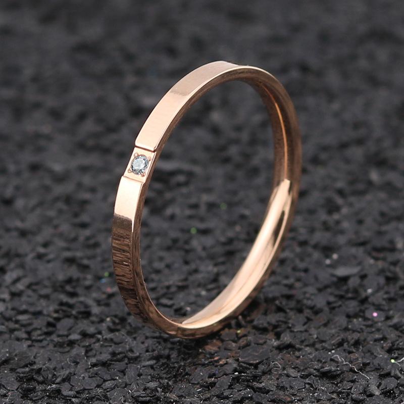 Runde Titanstahl Zirkonia Ringe Für Damen Minimalistischer Edelstahl Dünner Finger Kleiner Finger Ring Schmuck Zubehör
