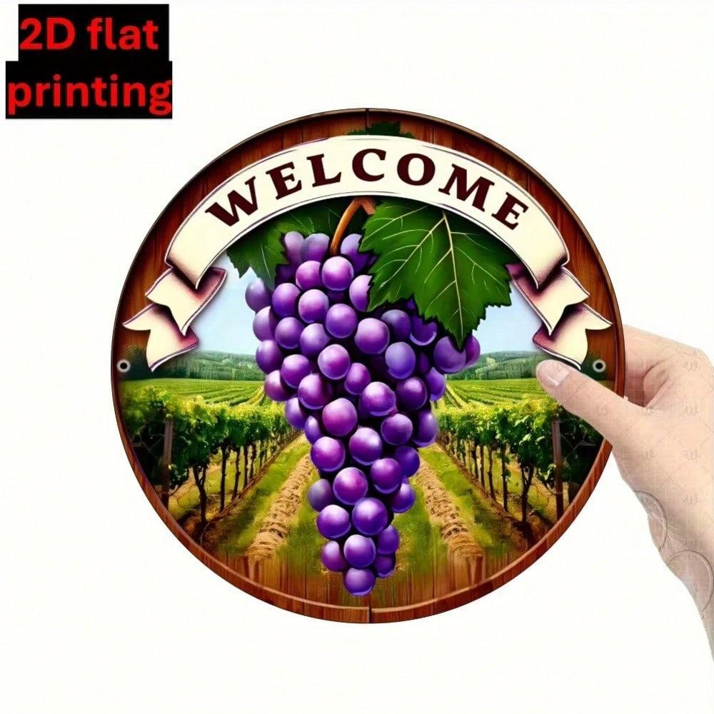 Vineyard Wall Art Metal Welcome Sign Home Bar Cafe Farmhouse Decor