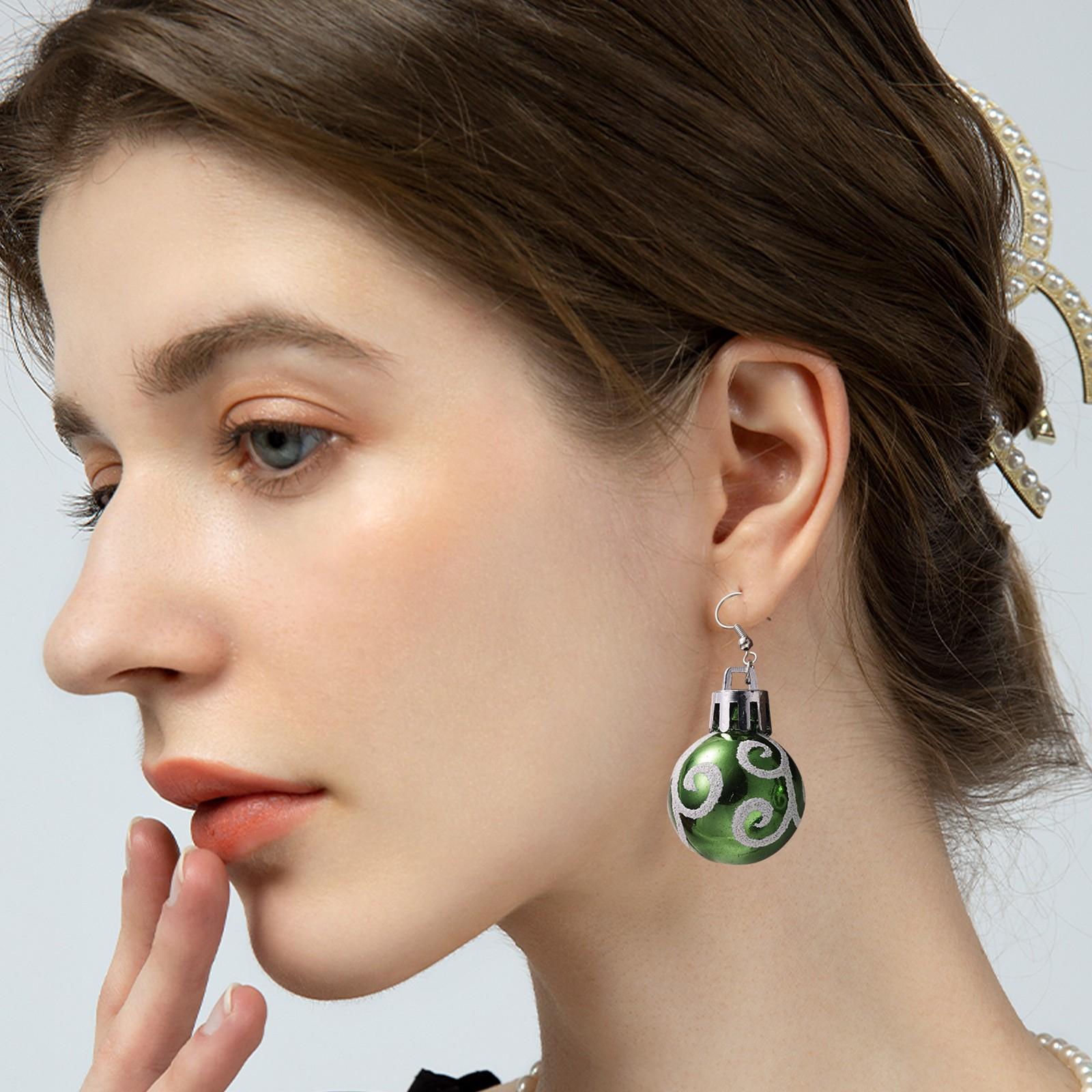 

Модные рождественские серьги-крючки в виде снежинки из смолы со звездой и шаром в виде блесток и подарочные серьги для женщин One Size зелёный