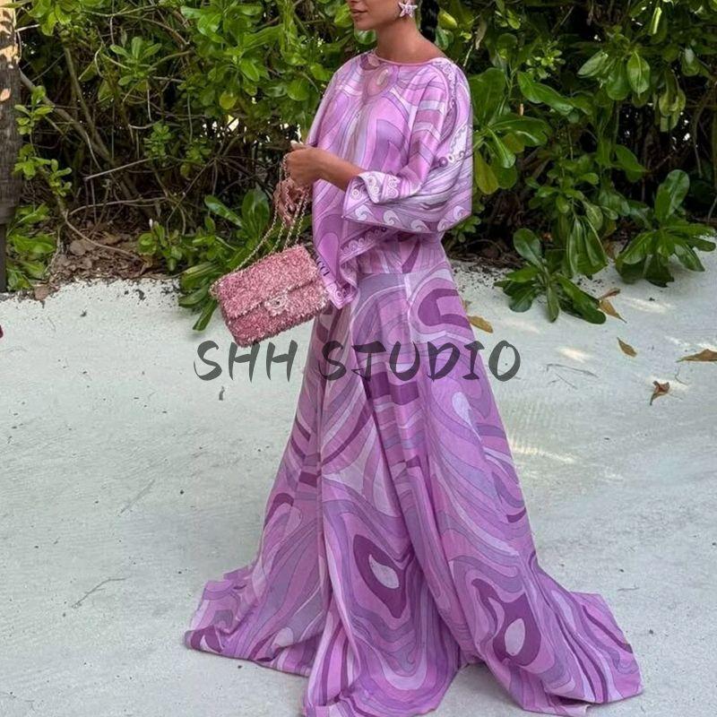 Vacation Style Shawl Decoration Print Tops + Tube Top Backless Print Print Tops + Print High Waist Long Skirt