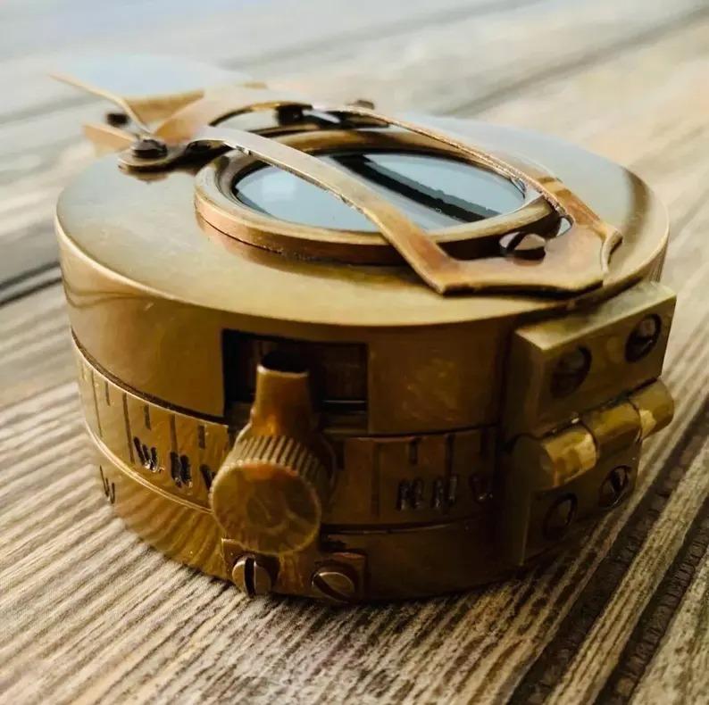 Marine Pocket Compass Gift Vintage Nautical Solid Brass WWII Military Compass Collectible