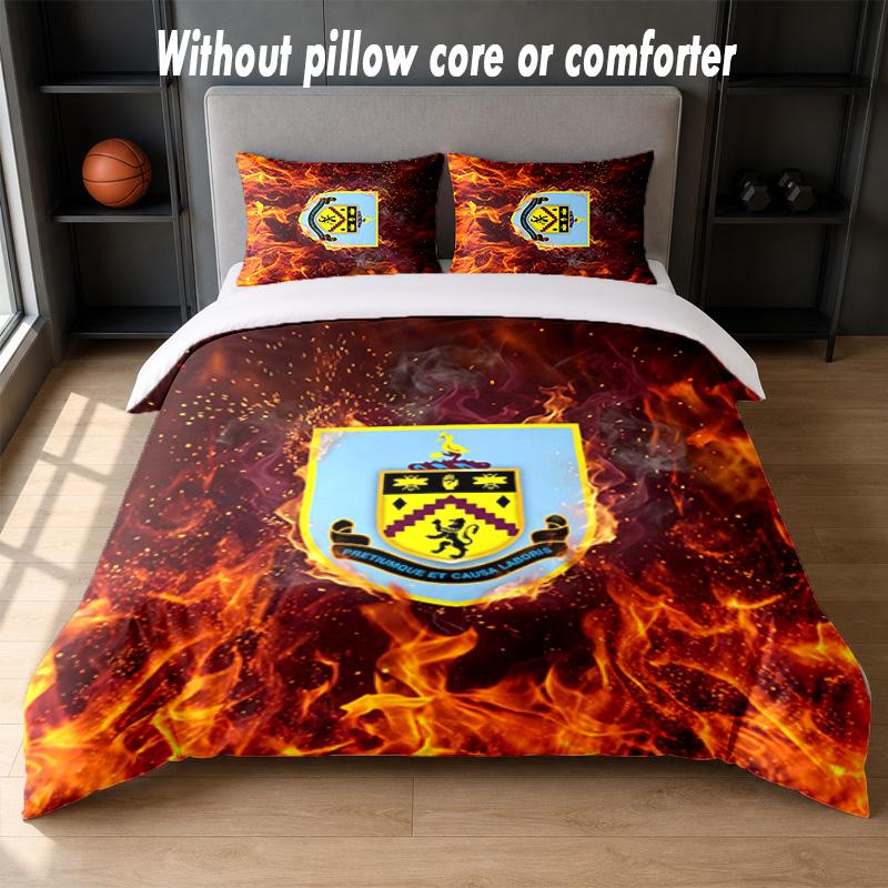 Set Biancheria da Letto Design Calcio Burnley 1 Copripiumino + 2 Federe Morbido Traspirante Biancheria da Letto per la Casa